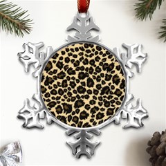 Jaguar Skin Texture, Jaguar Wool Texture, Yellow Metal Small Snowflake Ornament by kyorashop23