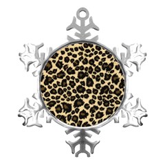 Jaguar Skin Texture, Jaguar Wool Texture, Yellow Metal Small Snowflake Ornament by kyorashop23