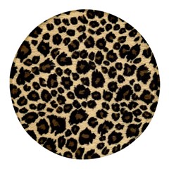 Jaguar Skin Texture, Jaguar Wool Texture, Yellow Round Glass Fridge Magnet (4 Pack) by kyorashop23