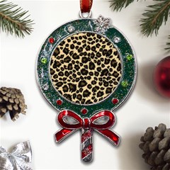 Jaguar Skin Texture, Jaguar Wool Texture, Yellow Metal X mas Lollipop With Crystal Ornament by kyorashop23