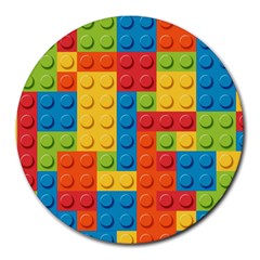 Lego Bricks, Colorful Dots Background Round Mousepad by kyorashop23