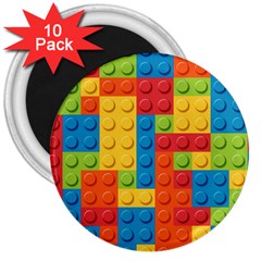 Lego Bricks, Colorful Dots Background 3  Magnets (10 Pack)  by kyorashop23