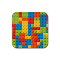 Lego Bricks, Colorful Dots Background Rubber Coaster (square) by kyorashop23