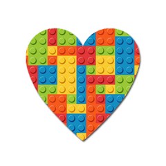 Lego Bricks, Colorful Dots Background Heart Magnet by kyorashop23