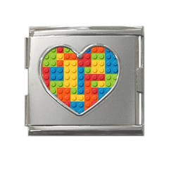 Lego Bricks, Colorful Dots Background Mega Link Heart Italian Charm (18mm)