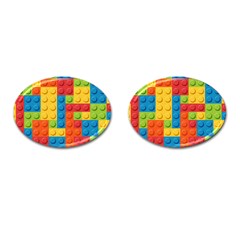 Lego Bricks, Colorful Dots Background Cufflinks (oval)