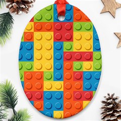 Lego Bricks, Colorful Dots Background Oval Ornament (two Sides)