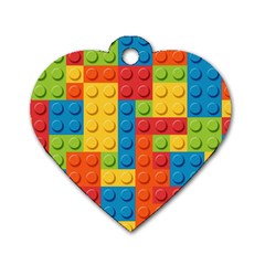 Lego Bricks, Colorful Dots Background Dog Tag Heart (two Sides) by kyorashop23