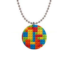 Lego Bricks, Colorful Dots Background 1  Button Necklace by kyorashop23