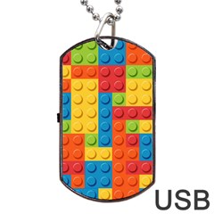 Lego Bricks, Colorful Dots Background Dog Tag Usb Flash (two Sides) by kyorashop23