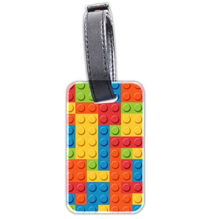 Lego Bricks, Colorful Dots Background Luggage Tag (two sides)