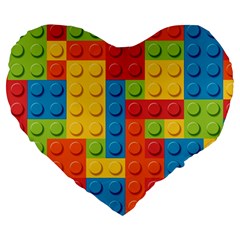 Lego Bricks, Colorful Dots Background Large 19  Premium Heart Shape Cushions by kyorashop23