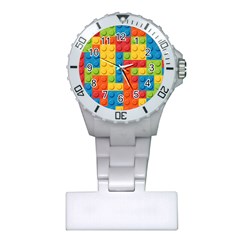 Lego Bricks, Colorful Dots Background Plastic Nurses Watch by kyorashop23