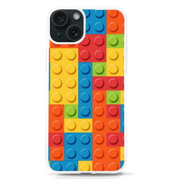 Lego Bricks, Colorful Dots Background iPhone 15 TPU UV Print Case