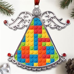 Lego Bricks, Colorful Dots Background Metal Angel With Crystal Ornament