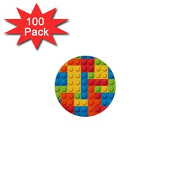 Lego Bricks, Colorful Dots Background 1  Mini Buttons (100 Pack)  by kyorashop23