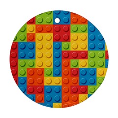 Lego Bricks, Colorful Dots Background Ornament (round)