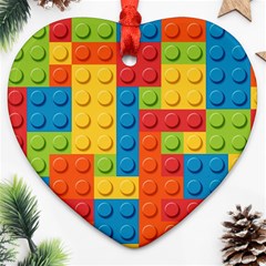 Lego Bricks, Colorful Dots Background Ornament (heart)