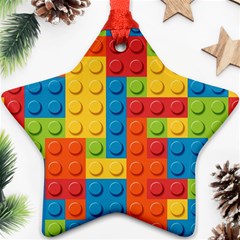 Lego Bricks, Colorful Dots Background Ornament (star)