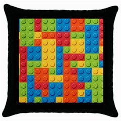 Lego Bricks, Colorful Dots Background Throw Pillow Case (black) by kyorashop23