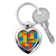 Lego Bricks, Colorful Dots Background Key Chain (heart) by kyorashop23