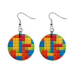 Lego Bricks, Colorful Dots Background Mini Button Earrings by kyorashop23