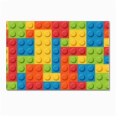 Lego Bricks, Colorful Dots Background Postcards 5  X 7  (pkg Of 10) by kyorashop23