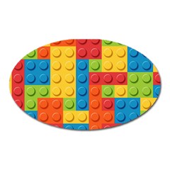 Lego Bricks, Colorful Dots Background Oval Magnet by kyorashop23