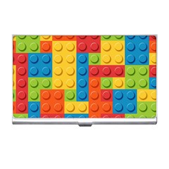 Lego Bricks, Colorful Dots Background Business Card Holder by kyorashop23