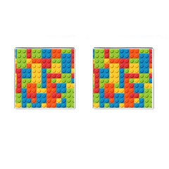 Lego Bricks, Colorful Dots Background Cufflinks (square) by kyorashop23