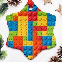 Lego Bricks, Colorful Dots Background Ornament (snowflake)