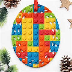 Lego Bricks, Colorful Dots Background Ornament (oval Filigree)