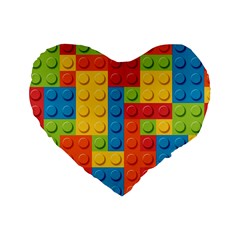 Lego Bricks, Colorful Dots Background Standard 16  Premium Heart Shape Cushions by kyorashop23