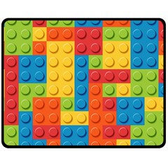 Lego Bricks, Colorful Dots Background Two Sides Fleece Blanket (medium) by kyorashop23