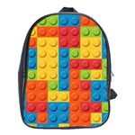 Lego Bricks, Colorful Dots Background School Bag (XL) Front