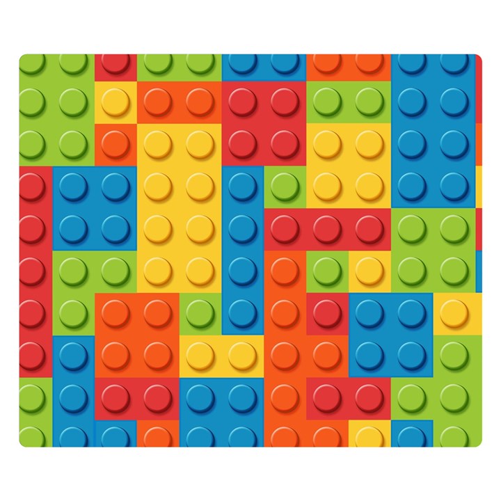 Lego Bricks, Colorful Dots Background Two Sides Premium Plush Fleece Blanket (Kids Size)