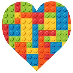 Lego Bricks, Colorful Dots Background Wooden Puzzle Heart by kyorashop23