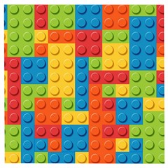 Lego Bricks, Colorful Dots Background Wooden Puzzle Square by kyorashop23