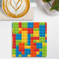 Lego Bricks, Colorful Dots Background Uv Print Square Tile Coaster  by kyorashop23