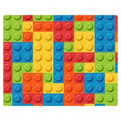 Lego Bricks, Colorful Dots Background Premium Plush Fleece Blanket (medium) by kyorashop23