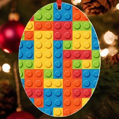 Lego Bricks, Colorful Dots Background Uv Print Acrylic Ornament Oval