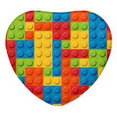 Lego Bricks, Colorful Dots Background Heart Glass Fridge Magnet (4 Pack) by kyorashop23