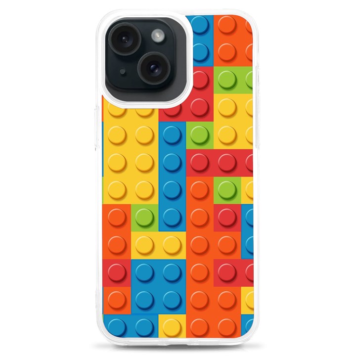 Lego Bricks, Colorful Dots Background iPhone 15 Plus TPU UV Print Case