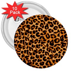 Leopard Skin Texture Macro, Brown 3  Buttons (10 Pack)  by kyorashop23