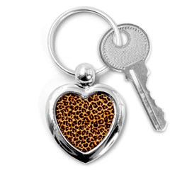 Leopard Skin Texture Macro, Brown Key Chain (heart) by kyorashop23