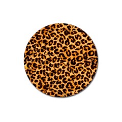 Leopard Skin Texture Macro, Brown Magnet 3  (round) by kyorashop23