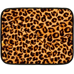 Leopard Skin Texture Macro, Brown Two Sides Fleece Blanket (mini) by kyorashop23