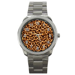 Leopard Skin Texture Macro, Brown Sport Metal Watch by kyorashop23