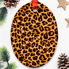 Leopard Skin Texture Macro, Brown Oval Ornament (two Sides)