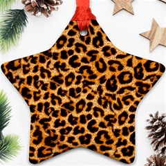 Leopard Skin Texture Macro, Brown Star Ornament (two Sides)